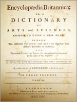 Титульный лист первого издания Британской Энциклопедии (Encyclopedia Britannica), 1771